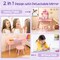Costway Kids Vanity Set Princess Makeup Pretend Play Dressing Mirror Castle Girls Pink